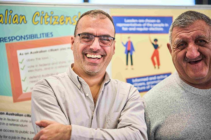 Two smiling students fro the Navitas Skilled Futures Invest in You course (732x488).