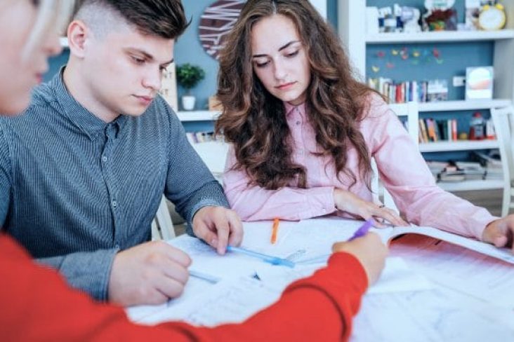 Young people studying